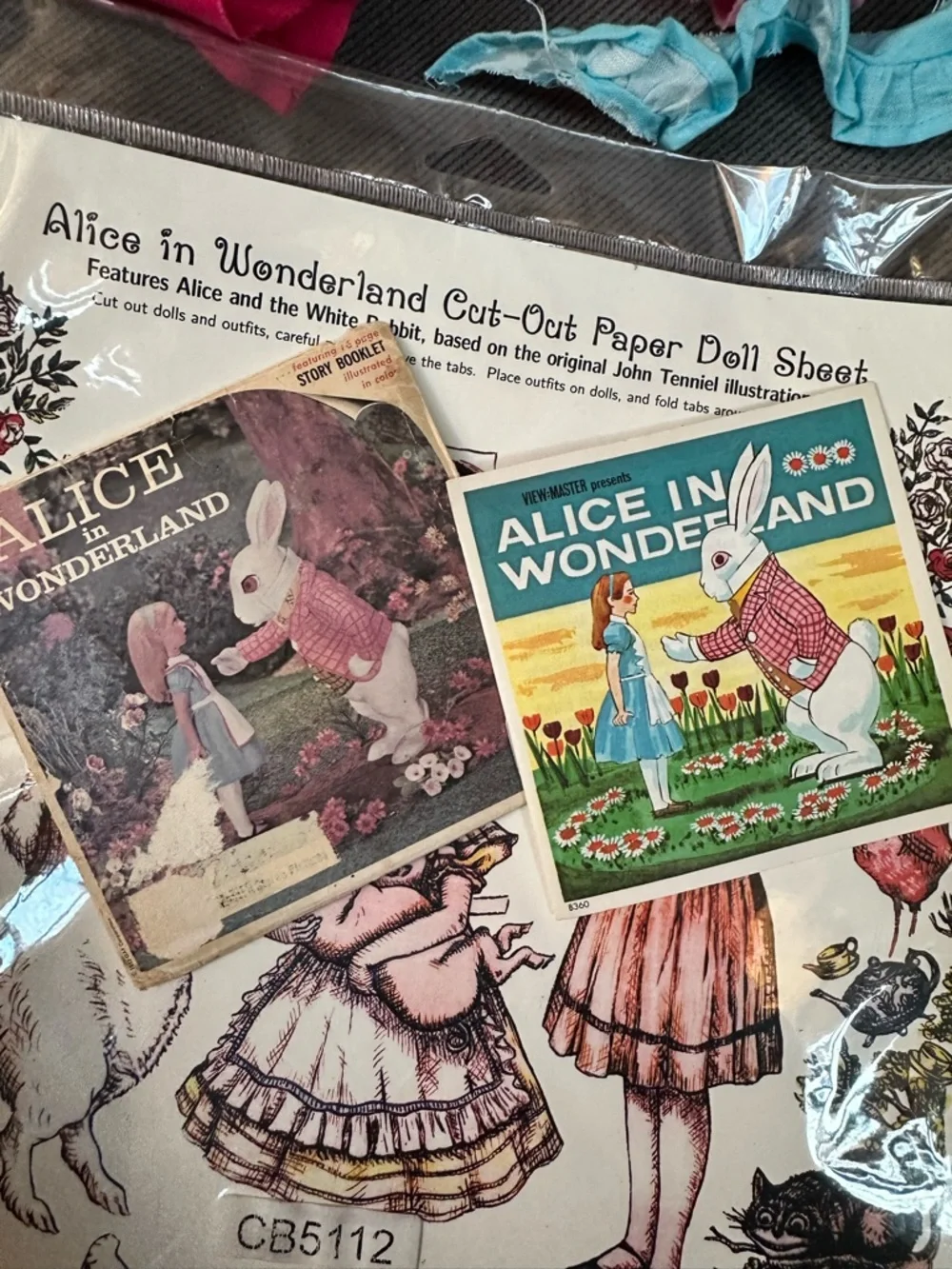 Alice in wonderland vintage Junk journal kit fabrics etc